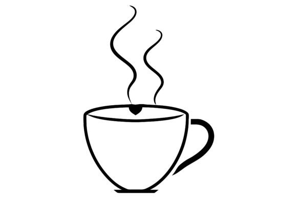 Abstract Coffee Cup with Heart Steam: Elevating Brand Identity Through Minimalist Design