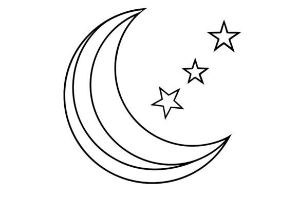 Abstract Crescent Moon with Stars Line S: Elevating Modern Digital Design