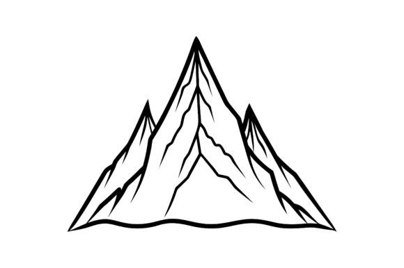 Abstract Mountain Peak Line Art Sketch