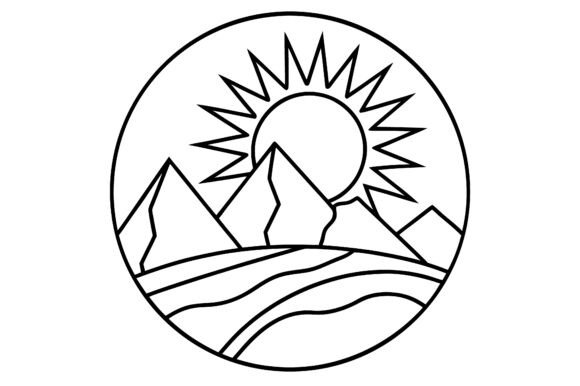 Abstract Sun & Mountain Line Art Guide