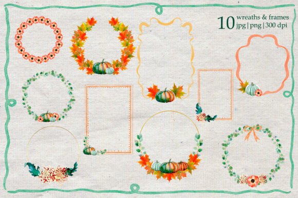 Autumn’s Watercolor Frames Wreaths