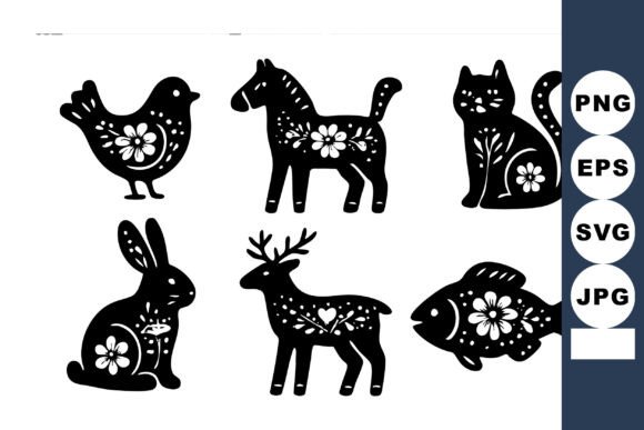 Charming Folk Art Animal Silhouettes for Design