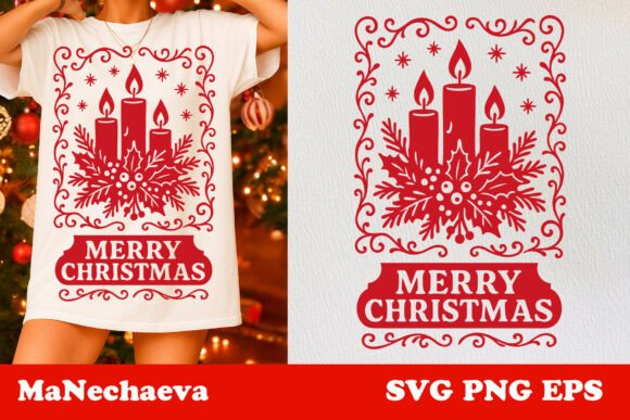 Christmas Coquette Frame SVG Candle Design