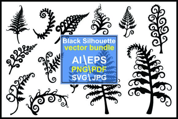 Collection of Black Fern Leaf Silhouette: Elevating Modern Design with Botanical Minimalism