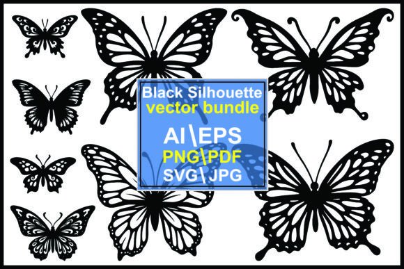Collection of Silhouette Butterflies: Versatile Design Assets for Modern Creatives