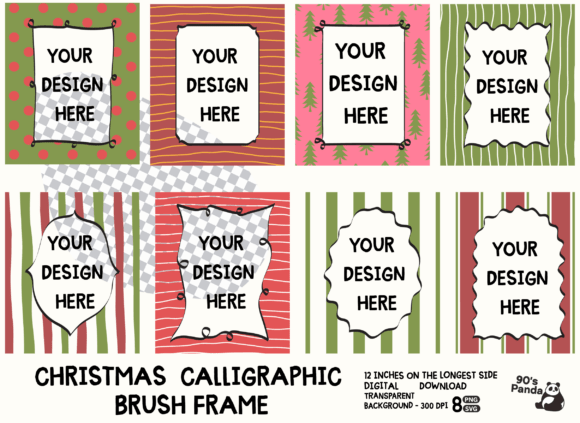 Elevate Designs with Christmas Calligraphic Brush Frames