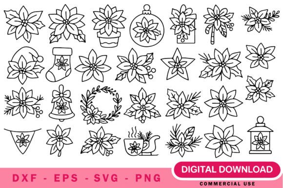 Elevate Holiday Crafts with Poinsettia Flower SVG Bundle