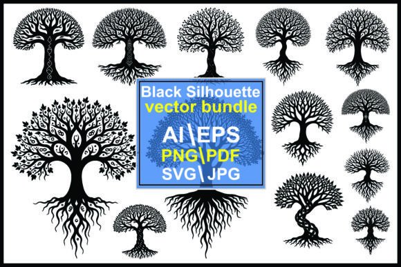 Evaluating the Trees Roots Branches Silhouette Bundle for Design Projects