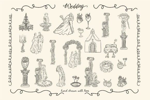 Hand Drawn Wedding Elements Collection
