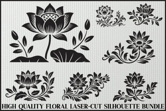 Luxury Floral Cutout Designs Set: Integrating High-Quality Silhouettes into Professional Creative Workflows