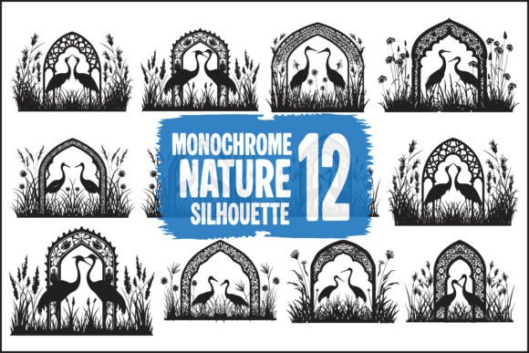 Monochrome Bird Nature Silhouette: Elevating Design with Elegant Wildlife Art