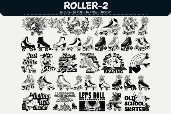 Roller Skating Vector Clipart – 36 Design: Elevate Your Creative Projects with Retro Flair