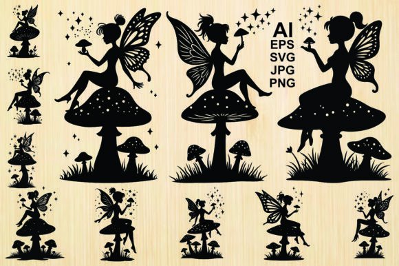 Silhouette Fairy on a Mushroom Guide