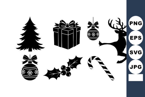 Strategic Application of Christmas Holiday Vector Icons Including Black Silhouettes for Brand Clarity