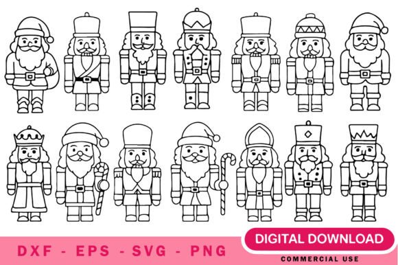 Timeless Holiday Charm: The Nutcracker Outline SVG Bundle