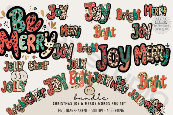 Unlock Festive Creativity with the Christmas Joy Merry Words PNG Bundle