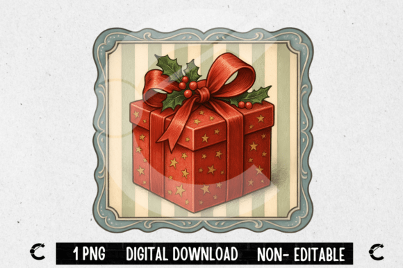 Vintage Christmas Gift Box Frame: Elevate Your Holiday Designs with Nostalgic Charm