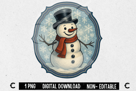 Vintage Christmas Snowman Frame Design